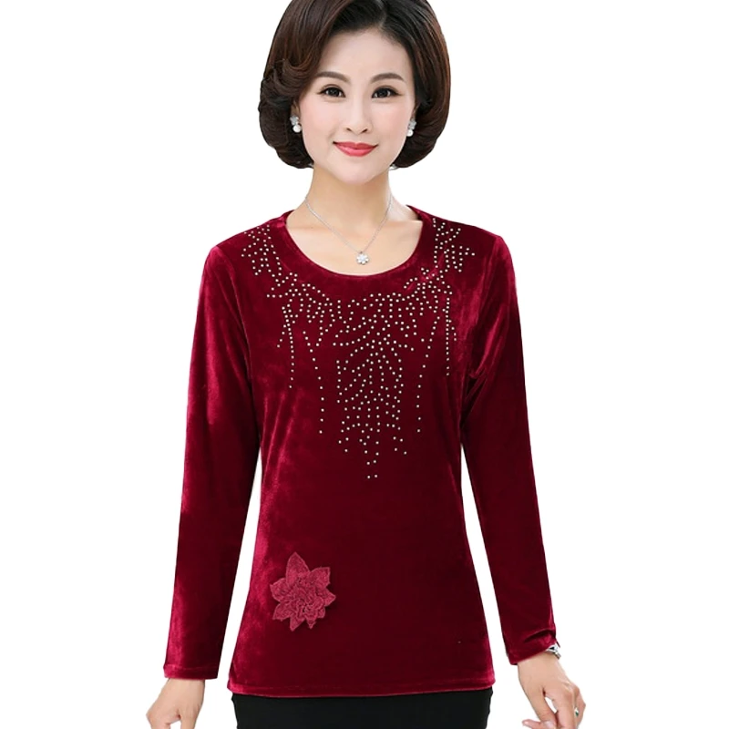 Бархатный топ для женщин футболка с длинным рукавом джемпер весна осень пуловер