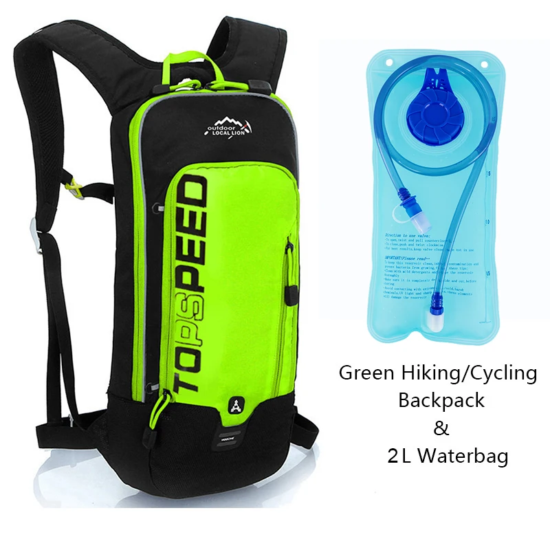 green and 2Lwaterbag Рюкзак для бега на открытом воздухе, велосипедный рюкзак с 2 л пузырьком, сумка для воды, спортивный рюкзак для кемпинга, пешего туризма, гидратационный рюкзак для бега, велосипедный рюкзак - Цвет: green and 2Lwaterbag
