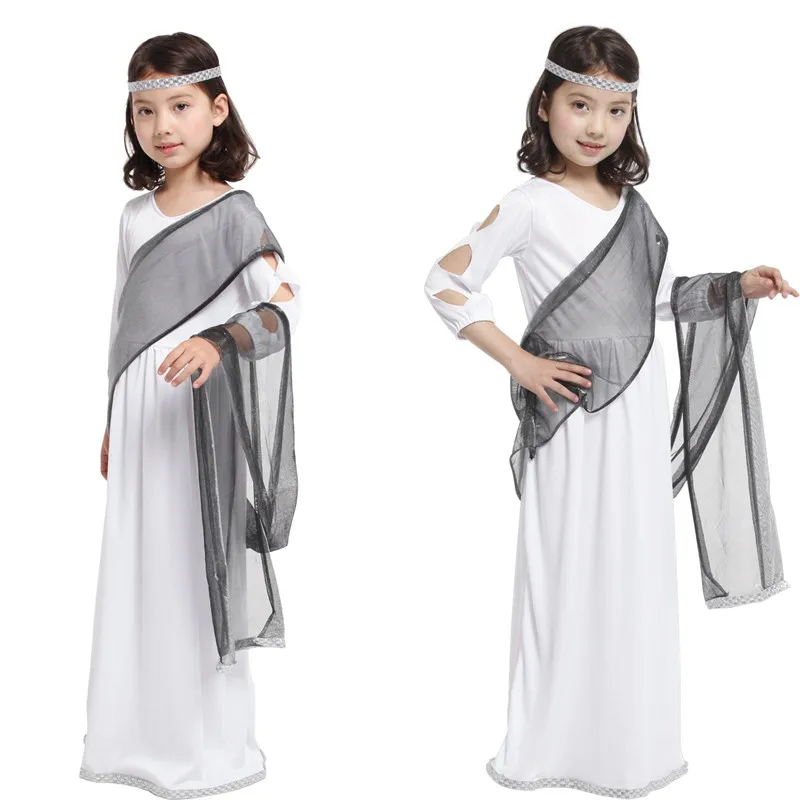 White Girls Halloween Greece Princess Costumes Kids Children Goddess Athena Cosplay Carnival Purim parade Stage play party dress |