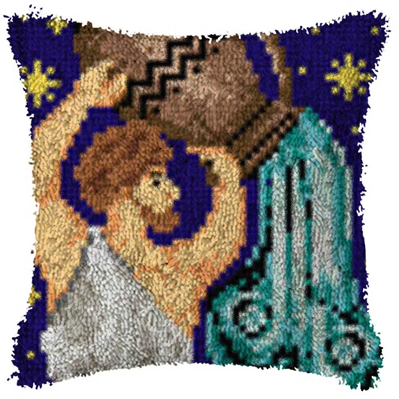 

Latch Hook Constellation Aquarius Cushion Pillow Case Color Canvas Acrylic Yarn Latched Hook Pillow Kits Crochet Cushion Cover