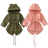 pudcoco cute baby girls trench coat rabbit ear hoodies jacket solid color toddler kids windbreaker outerwear clothing 1 4y