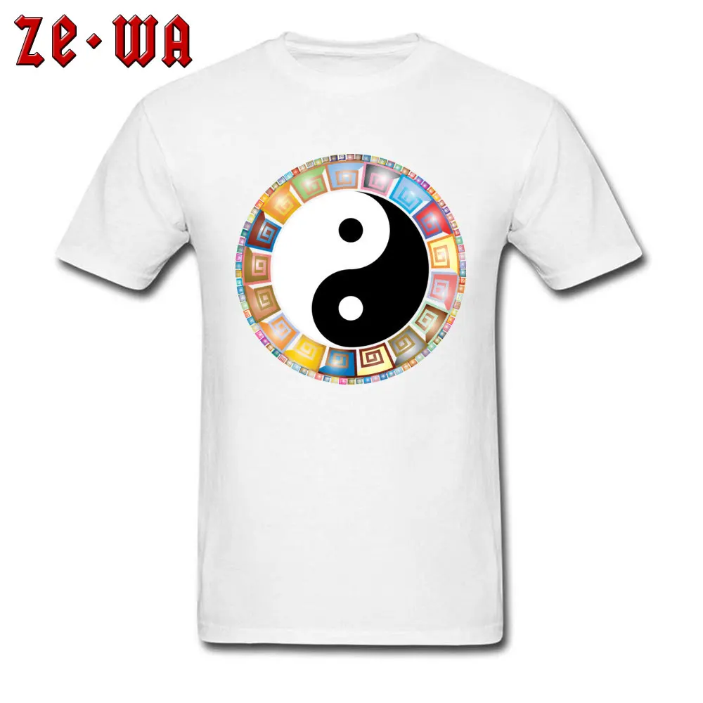 

Chinese Style T-shirt Yin Yang T Shirt Men Geometric Art Tops 100% Cotton Tees Summer Crew Neck Clothing Geek Tshirt XS