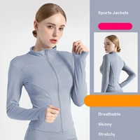 gym jacket women athletic sport shirts slim fit long sleeved fitness coat yoga crop tops with thumb holes workout sweatshirts