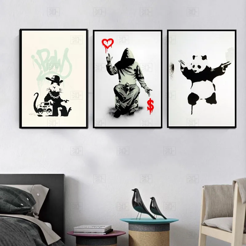 

Graffiti Modern Art Street Banksy Painting Animal Poster And Prints Wall Art Picture Vintage Poster Decorative Home Decor