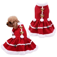 pet clothes dog dress warm red skirt autumn winter princess dresses teddy puppy christmas wedding dress for small medium dogs