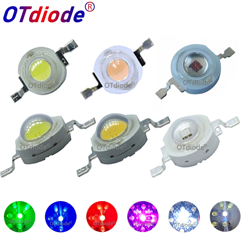 100pcs 1W 3W LED High Power LEDs Cold White Natural Warm RGB Red Green Blue Yellow Light Source|Подвесные лампочки| |