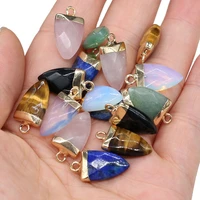 faceted natural stone lapis lazuli opal pendants charms horn shape pendants diy for jewelry making diy necklace size 10x20mm