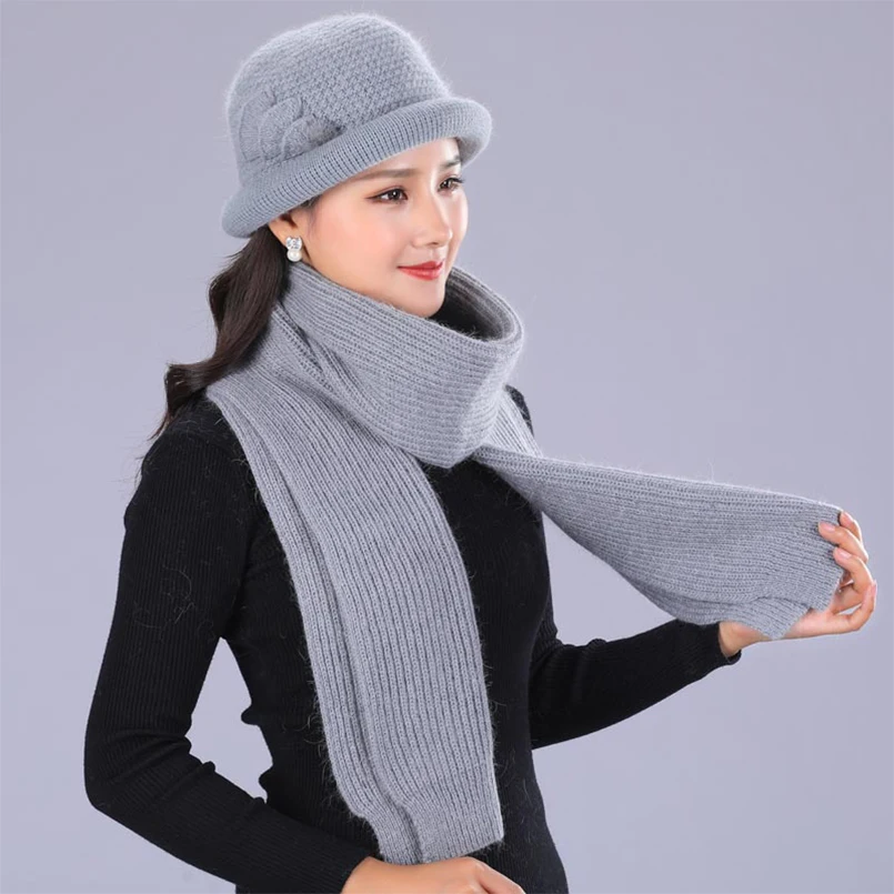 Набор из шапки и шарфа кроличьего меха|Женские шарфы| |