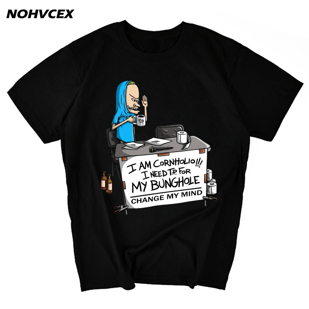 

Beavis And ButtHead Fashion Leisure Men's And Women's T-Shirt Cotton Round Collar I Am Cornholio Anime