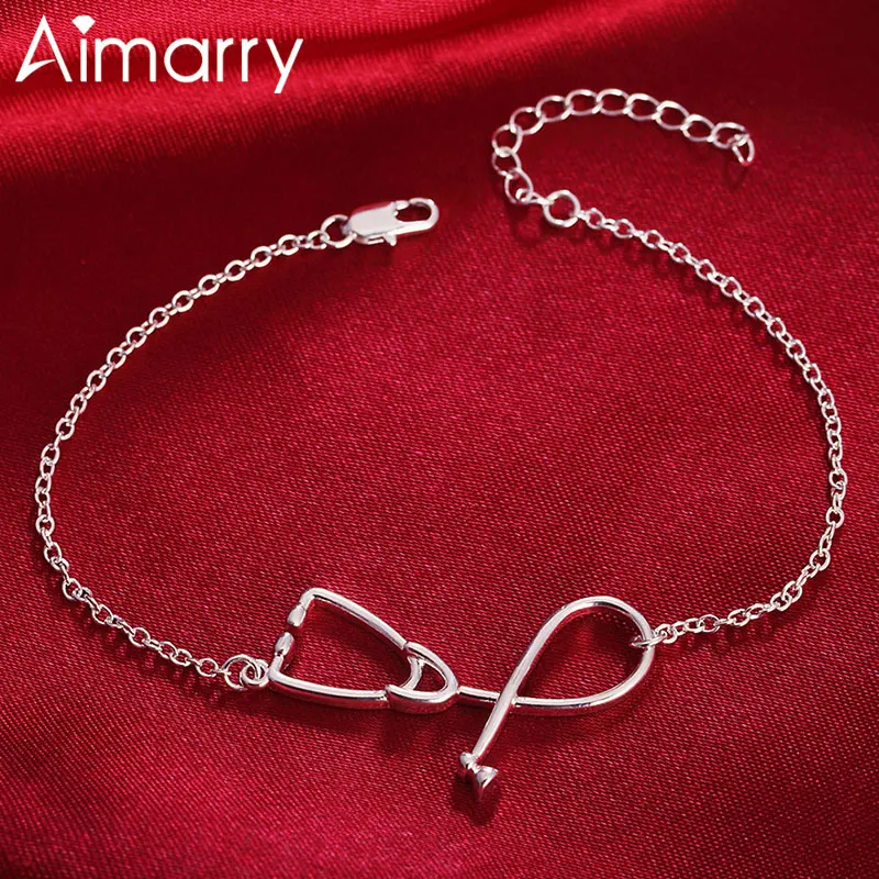 

Aimarry 925 Sterling Silver Stethoscope Bracelet For Women Party Gifts Engagement Wedding Fashion Jewelry