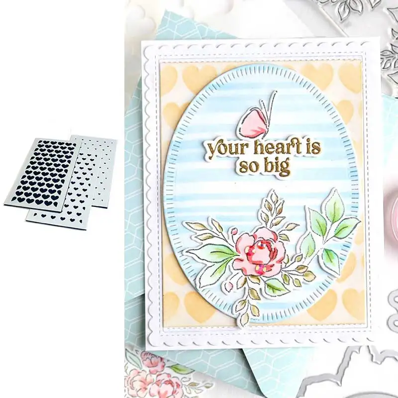 

Slimline Hearts Builder Layering Stencil New Arrival 2021 Scrapbook Diary Decoration Embossing Template DIY Greeting Card