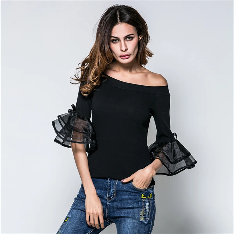 Европейская мода весна лето новинка футболки из сетчатой пряжи женские