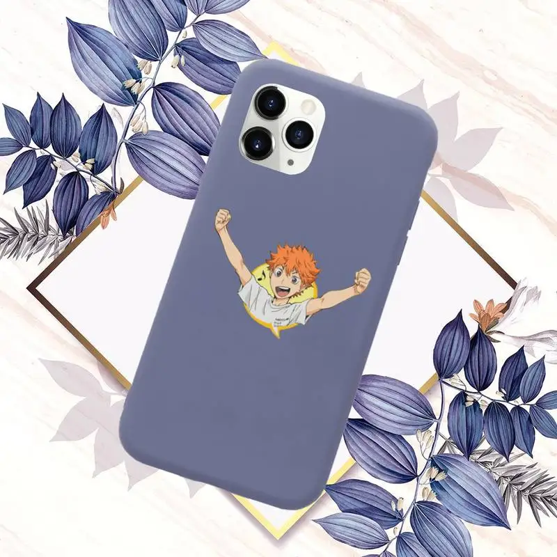 

Anime Haikyuu Hinata attacks Phone Case Candy Color for iPhone 6 7 8 11 12 s mini pro X XS XR MAX Plus