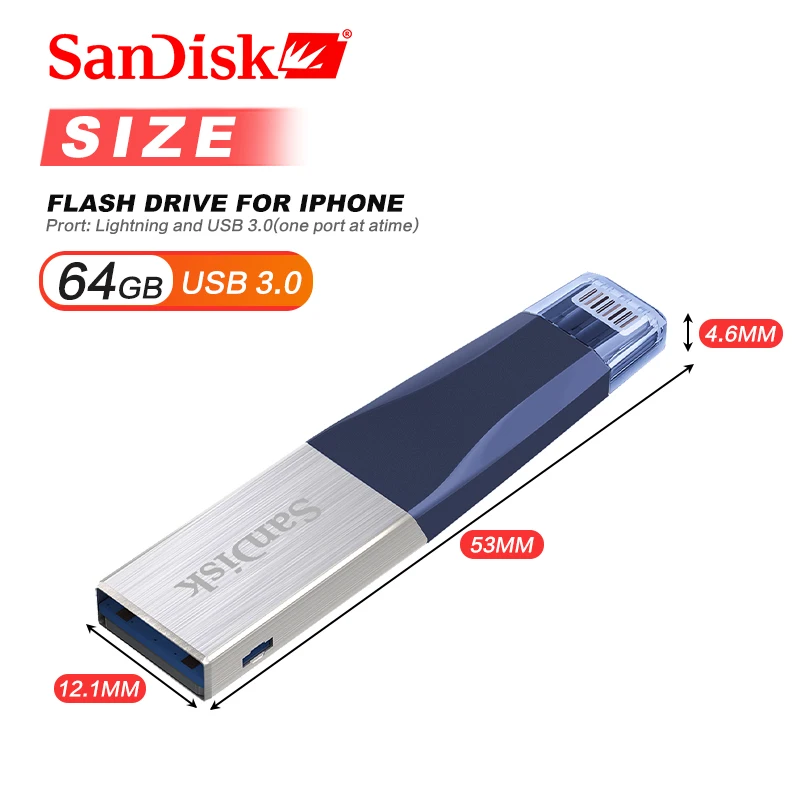 USB OTG флешка Sandisk iXPAND флеш накопитель с разъемом Lightning для iPhone iPad iPod 3.0 32/64/128 ГБ|USB