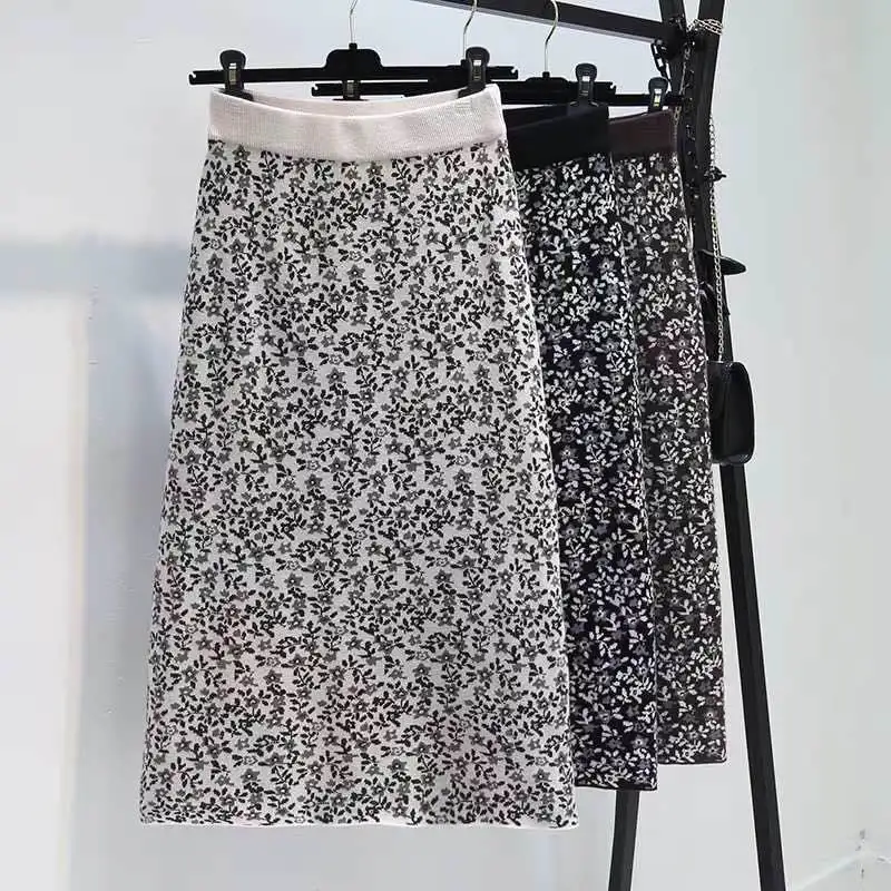 Женская трикотажная юбка карандаш средней длины с высокой талией|Женские юбки| |