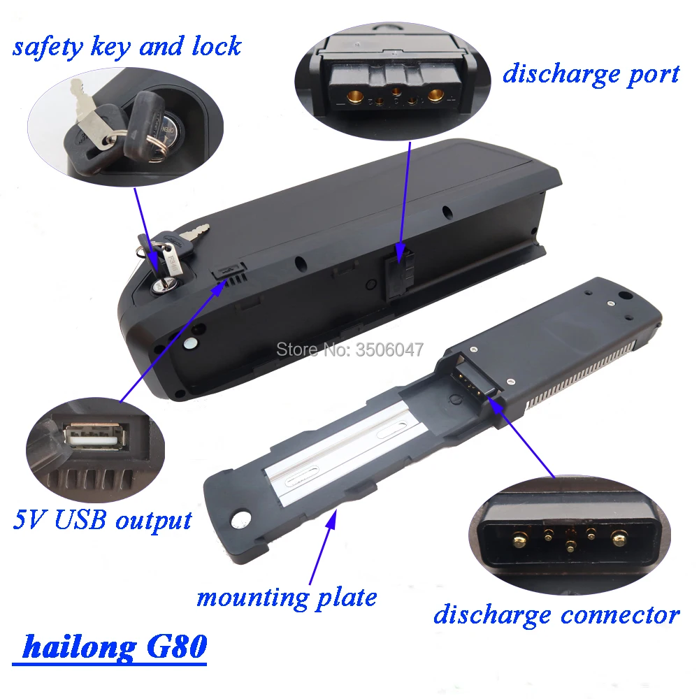 Литиевая батарея Hailong 48 В 52 в 15 Ач 20 21 40 А BMS 1000 Вт 1500 18650 ячеек мотор bafang BBS02 BBSHD с USB