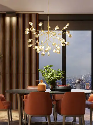 

Firefly Pendant Lamp Olive Branch Hanging Lights Art Home Decorative LED Europe Style Petal AC110/220V Foyer Living Dinning Room
