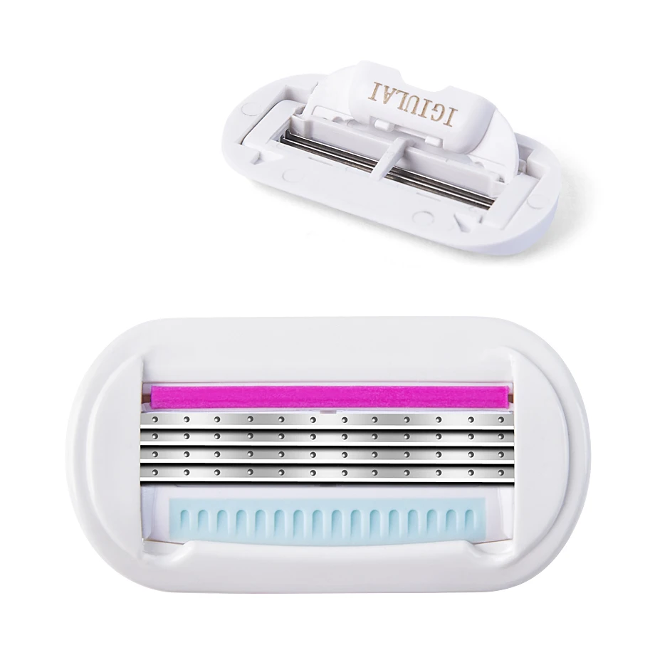 IGUETTA Pink Women Replacement Kit for Underarm Shaving Private Part Hair Removal Knife Four-Layer Induction Can Replace Blade | Красота и