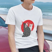 mens clothing casual slim t shirt japanese comics black and white firefox pattern top basic o neck printing mens short sleeves