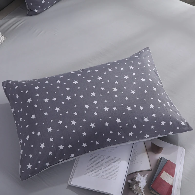 Liv-Esthete Fashion Stars Gray Bedding Set Soft Printed Duvet Cover Pillowcase Double Queen King Bed Linen Bedspread Flat Sheet | Дом и сад