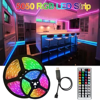 12v 5050 multicolor led strip light set tape rgb 5 meter plus 2444 key remote control lamp led string tape for party decoration
