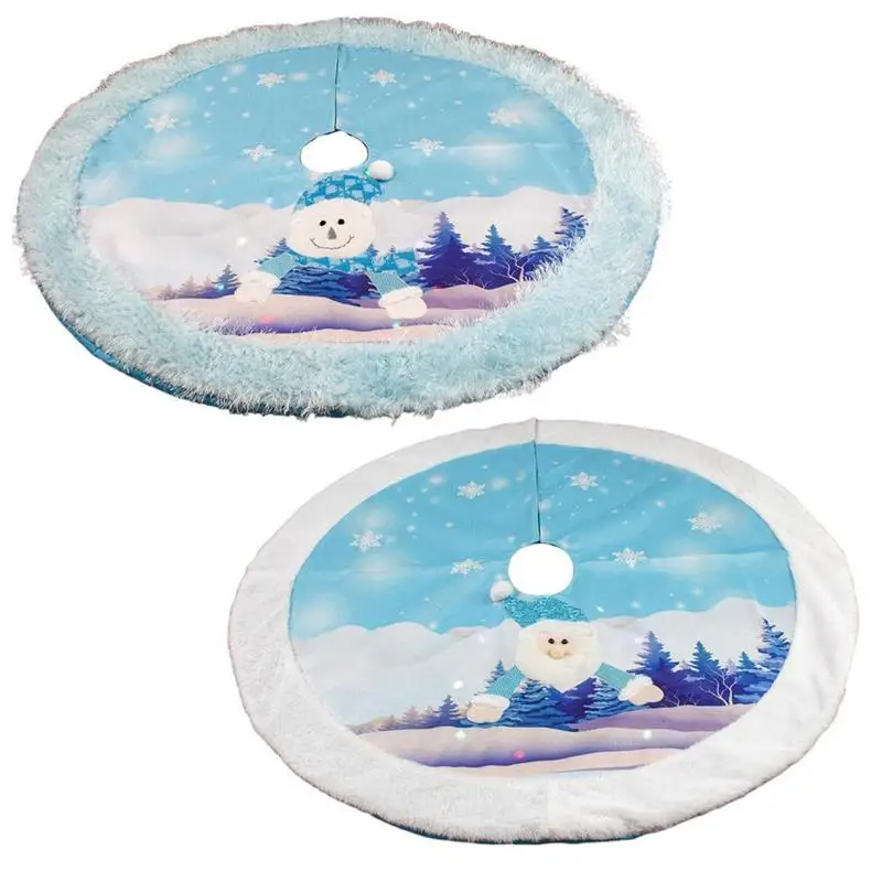 

Snowman Christmas Tree Skirt Adornment Multicolor Ornament Illuminated Decor Xmas Lightweight Fabric Tree Dress