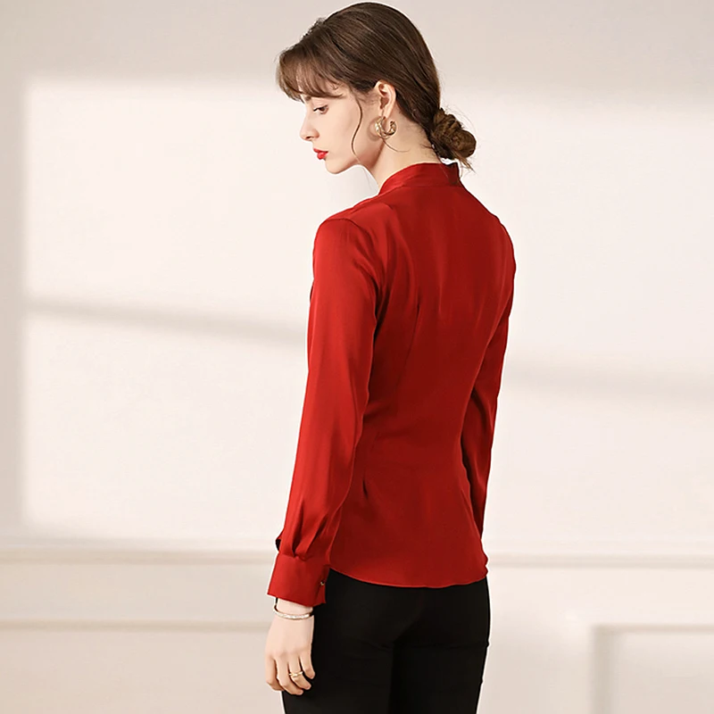 Женская шелковая блузка элегантная Стильная однотонная из 89% шелка 2 цвета