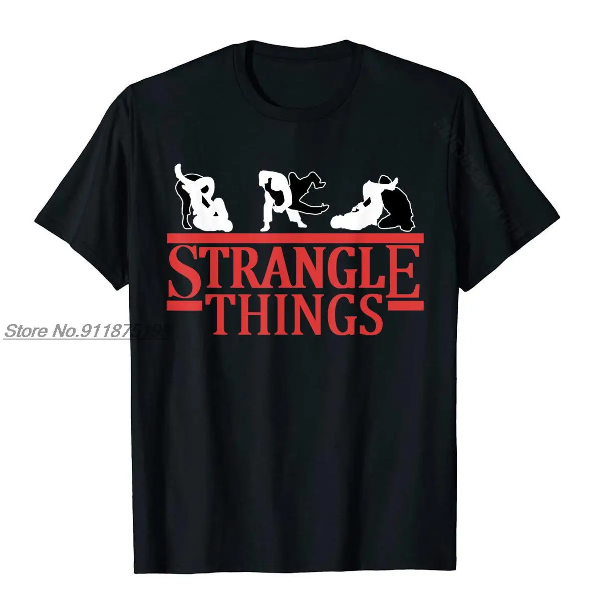 

Jiu Jitsu Shirts Strangle Things Mens BJJ MMA Funny Jujitsu T-Shirt Cotton T Shirts For Students Europe Tops Shirt Family Normal