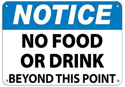 

New Tin Sign Notice No Food Or Drink Beyond This Point Pools Metal Road Sign,Vintage Metal Tin SignBar Poster Plaque 8X12 inches