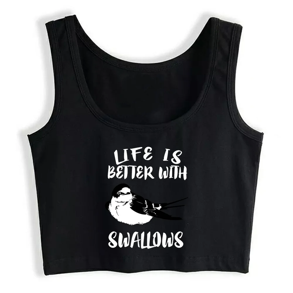 

Crop Top Women Life Is Better With Swallows Bird Animal Emo Grunge Y2k Aesthetic Tank Top Female Clothes