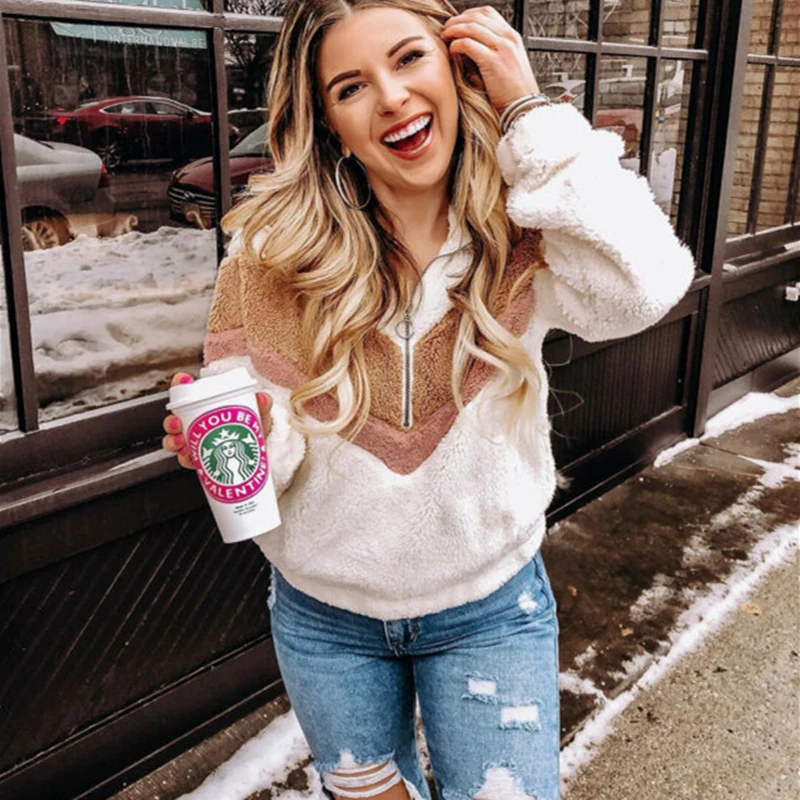 Женская теплая флисовая куртка с длинными рукавами укороченный топ на молнии в