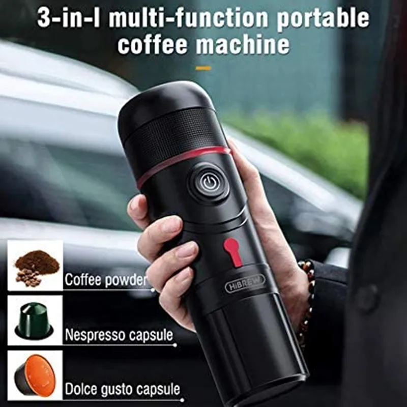 

AUGIENB Portable Coffee Machine for Car & Home,DC12V Expresso Coffee Maker Fit Nexpresso Dolce Pod Capsule Coffee Powder H4
