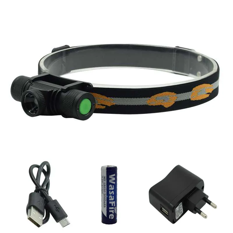 Масштабируемый Головной фонарь 2000LM XML L2 светодиодный налобный перезаряжаемый