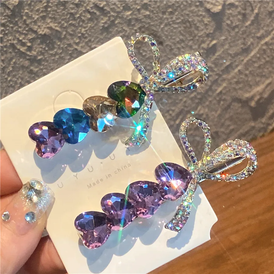 

Cute Sweet Girl Rhinestone Love Side Clip Bangs Clip Temperament Niche Broken Hairpin High-End Hairpin
