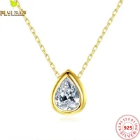 100 925 sterling silver necklace for women gold drop cubic zirconia fashion chain fine jewelry simple necklaces pendants