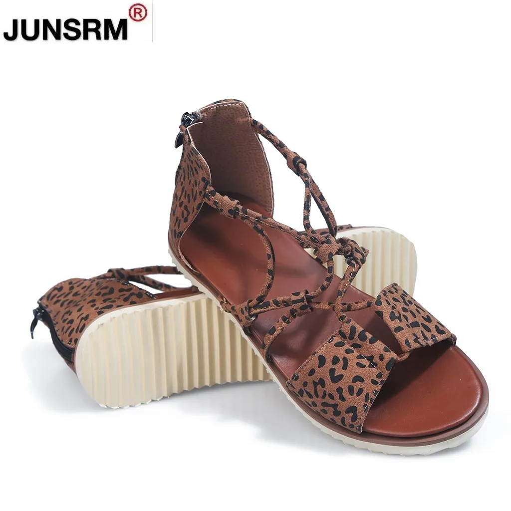

Women Sandals Shoes Leopard Print Cross Zipper Open Toes Sandals Flip Flops Flats Shoes Summer Beach Casual Shoes Sandals