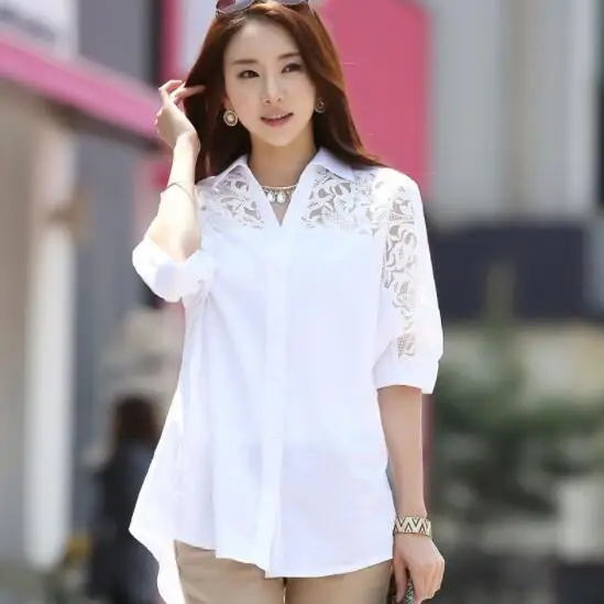 Блузка женская с рукавами летучая мышь белая батальных размеров 3XL DV258 весна лето