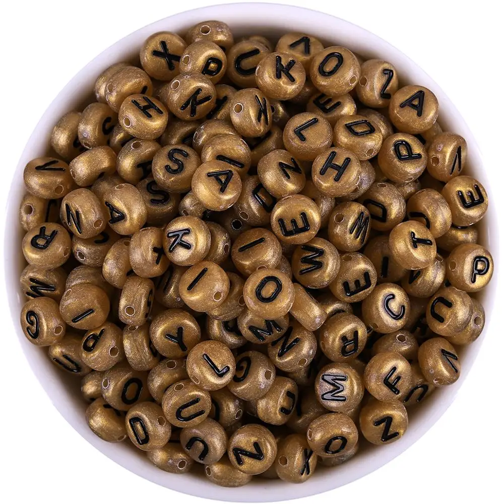 100 шт/партия светлые черные разноцветные акриловые буквы бусины 4*7 мм для