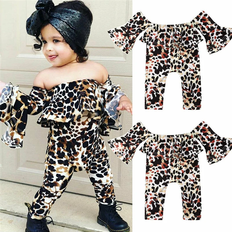 Детские комбинезоны для девочек Цельный комбинезон с леопардовым принтом и