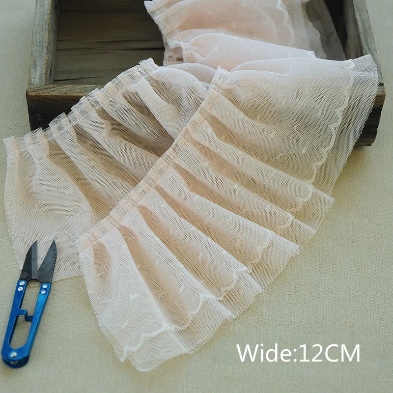 12 см в ширину Горячая Вышивка розовый цветок тюль кружевная ткань отделка лента