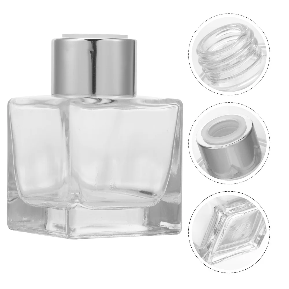 

50ml Square Fragrance Containers Empty Diffuser Perfume Bottles Glass Essential Oil Cosmetic Containers Bathroom Home Decoration