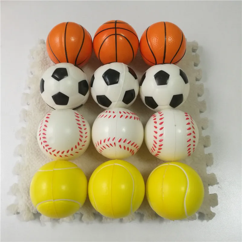 12pcs 6.3CM Anti Stress Relief Squeeze Football Baseball Basketball Tennis Soccer Soft Rubber PU Foam Ball Toys for Boys Kids - Цвет: 12pcs