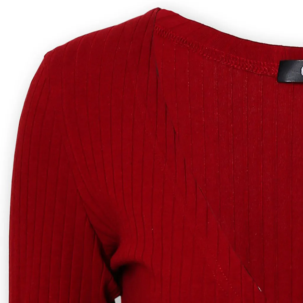 Женская Сексуальная Блузка с глубоким v образным вырезом и длинным рукавом