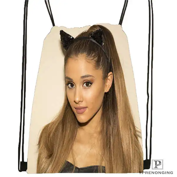 Drawstring Backpack Изготовленный На Заказ Ariana-Grande@ 02-походная сумка на шнурке милый рюкзак для детей(черная спинка) 31x40 см#180611-03-114 - Цвет: Drawstring Backpack