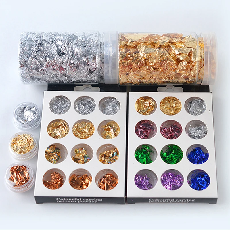 

200ml Gold Silver Foil Decorative Paper Resin Mold Fillings Shiny Sequins Glitters Filling Materials Resin Jewelry Making