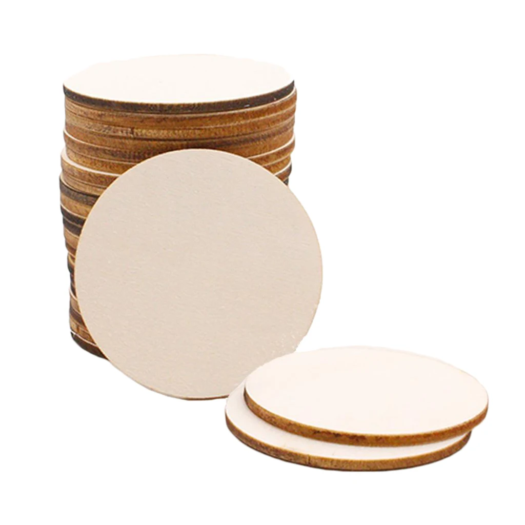 

Unfinished Wood Pieces - 25-Pack Wooden Round Cutout , Natural Rustic Craft Wood for Home Decoration, DIY Supplies, 1.7 inches