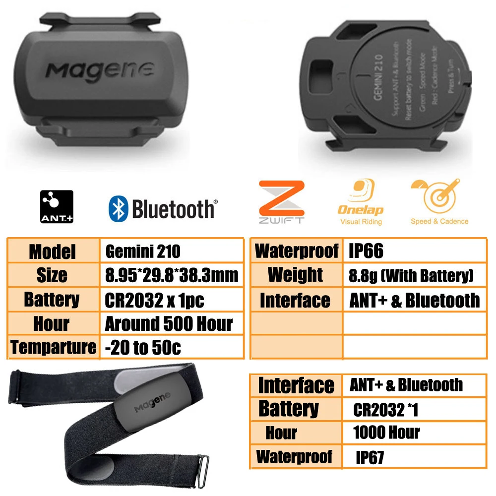 Датчик скорости Magene S3 и датчик частоты сердечных сокращений H64 + Bluetooth совместимы