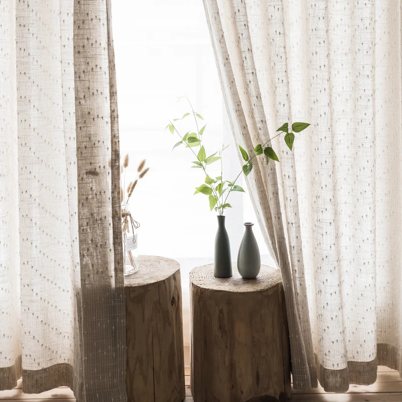 Японский Стиль плотная Конопляный занавес для Гостиная полотно вуаль Кухня окна