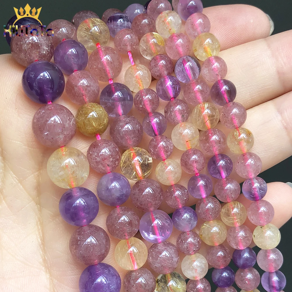 Круглые бусины из натурального камня Super Seven Quartz Crystal для изготовления ювелирных
