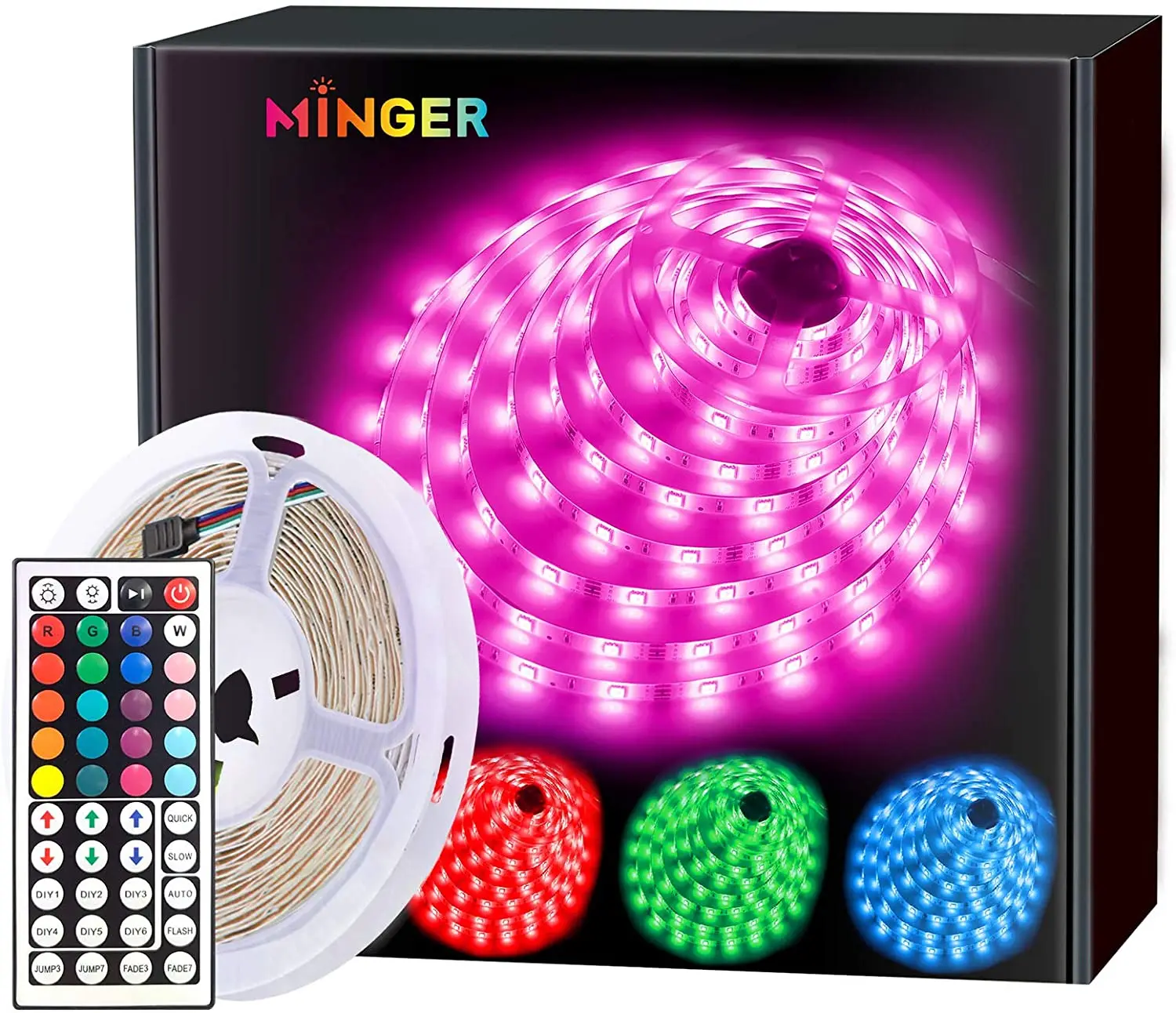 

Strip Lights 16.4ft, RGB Color Changing LED for Home, Kitchen, Bedroom, Dorm Room, Bar, with Remote Control, 5050 LEDs, DIY Mode